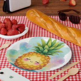 Glückliche Ananas-Papierteller Pappteller