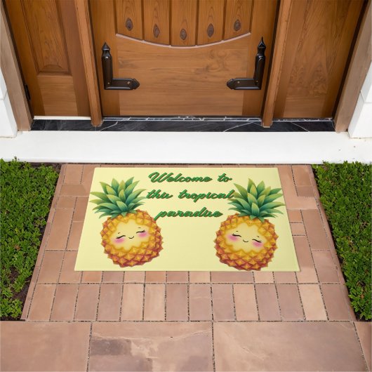 Glückliche Ananas Willkommensmatte Fußmatte (Außenbereich)