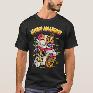 Glückliche Anatomie Lustiger Maneki Neko Glücklich T-Shirt