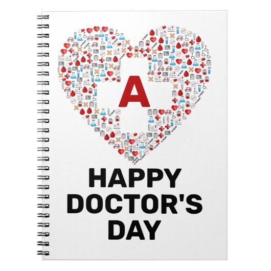 Glückliche Ärzte Tag mit medizinischer Herz-Monogr Notizblock (Vorderseite)