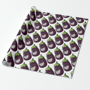Glückliche Aubergine Geschenkpapier