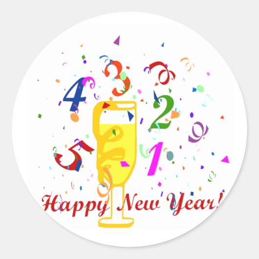 glückliche Aufkleber für das neue Jahr (Vorderseite)