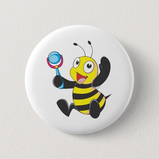 Glückliche Baby-Biene Button (Vorderseite)