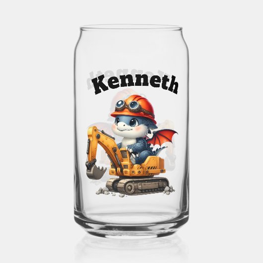 Glückliche Babydrachen auf Baustelle Dosenglas (Rückseite)