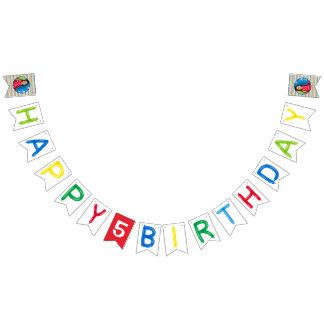 Glückliche Ballons zum Geburtstag mit Foto Wimpelkette