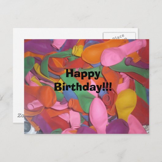 Glückliche Ballons zum Geburtstag Postkarte (Vorne/Hinten)