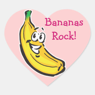 glückliche Banane Herz-Aufkleber