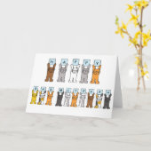 Glückliche Bar Mitzvah Cartoon-Katzen Karte (Gelbe Blume)