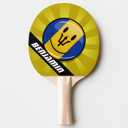 Glückliche Barbados-Flagge Tischtennis Schläger (Vorderseite)