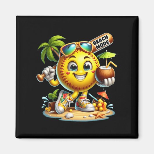 Glückliche Baseball-Sommerferien-Figur Fledermaus- Magnet (Vorne)