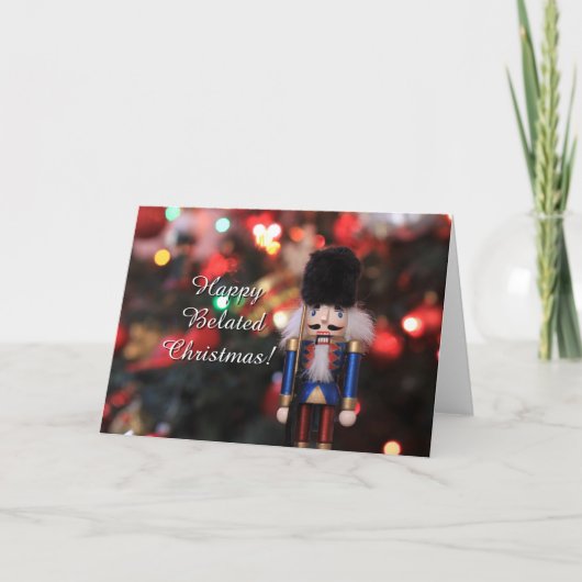 Glückliche Belated Christmas Nutcracker Grußkarte Feiertagskarte (Vorderseite)
