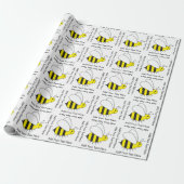 Glückliche beschäftigte Hummel-Bienen-niedliches Geschenkpapier (Ungerollt)