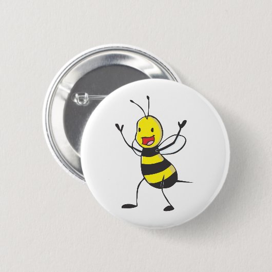 Glückliche Biene Button (Vorne & Hinten)