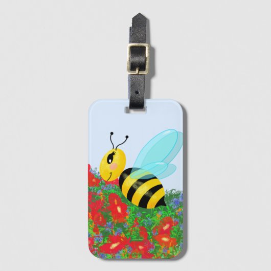 glückliche Biene Gepäckanhänger (Vorderseite Vertikal)