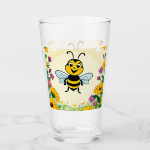 Glückliche Biene in farbenfrohen Blume Glas