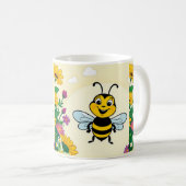 Glückliche Biene in farbenfrohen Blume Kaffeetasse (VorderseiteRechts)