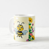 Glückliche Biene in farbenfrohen Blume Kaffeetasse (Vorderseite Links)