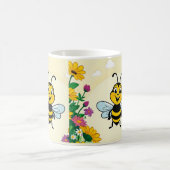 Glückliche Biene in farbenfrohen Blume Kaffeetasse (Mittel)