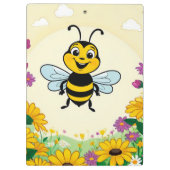 Glückliche Biene in farbenfrohen Blume Klemmbrett (Rückseite)