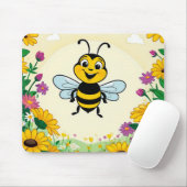 Glückliche Biene in farbenfrohen Blume Mousepad (Mit Mouse)