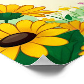 Glückliche Biene in farbenfrohen Blume Poster (Ecke)