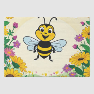 Glückliche Biene in farbenfrohen Blume Seidenpapier
