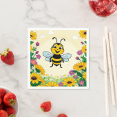 Glückliche Biene in farbenfrohen Blume Serviette (Beispiel)
