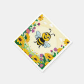 Glückliche Biene in farbenfrohen Blume Serviette (Ecke)
