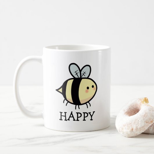 Glückliche Biene Kaffeetasse (Mit Donut)