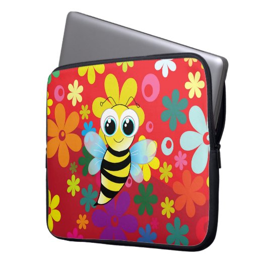 Glückliche Biene Laptopschutzhülle (Vorderseite Links)