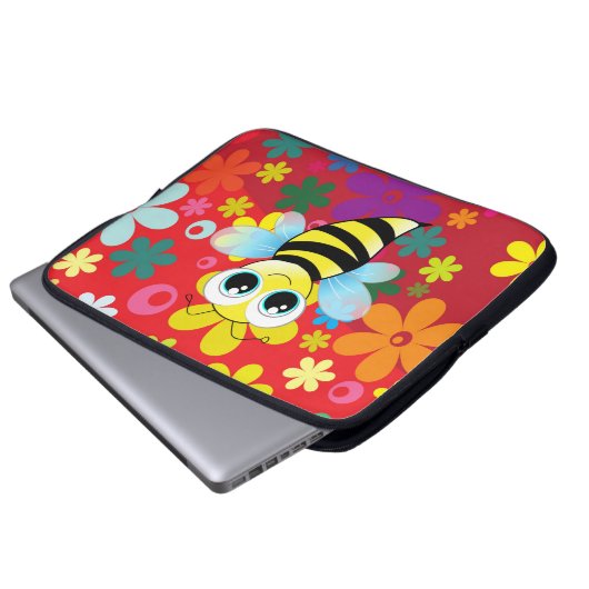 Glückliche Biene Laptopschutzhülle (Vorne Knopf)