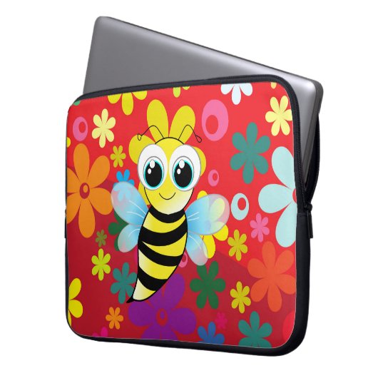 Glückliche Biene Laptopschutzhülle (Vorderseite Links)