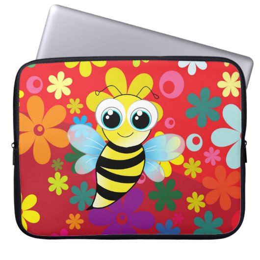 Glückliche Biene Laptopschutzhülle (Vorderseite)