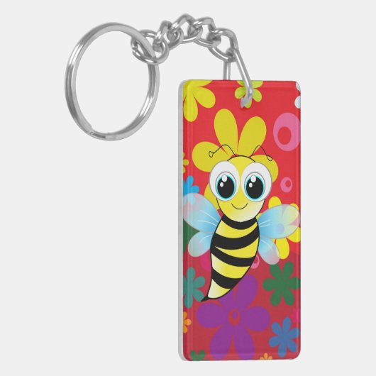 Glückliche Biene Schlüsselanhänger (Vorderseite links)