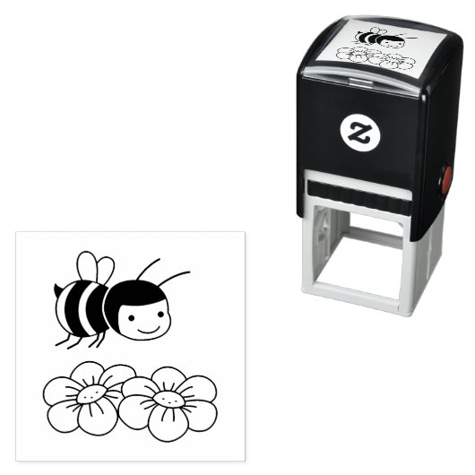 Glückliche Biene und Blume Permastempel (Beispiel)
