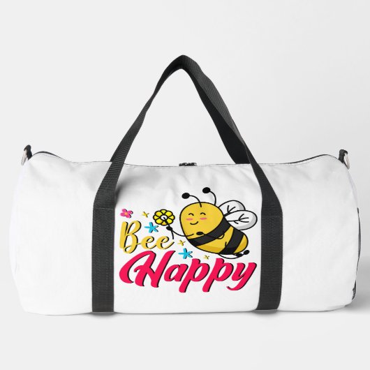 Glückliche Bienen-Blumen-Cartoon Duffle Bag (Vorderseite)