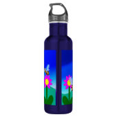 Glückliche Bienen in einem Feld der Blume Edelstahlflasche (Rückseite)