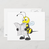 Glückliche Bienen-Lesezeitung Postkarte (Vorne/Hinten)