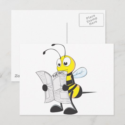 Glückliche Bienen-Lesezeitung Postkarte (Vorne/Hinten)