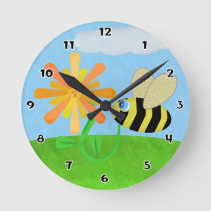 Glückliche Bienen-runde Wanduhr