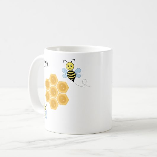 Glückliche Bienen und Honigwaben Kaffeetasse (Vorderseite Links)