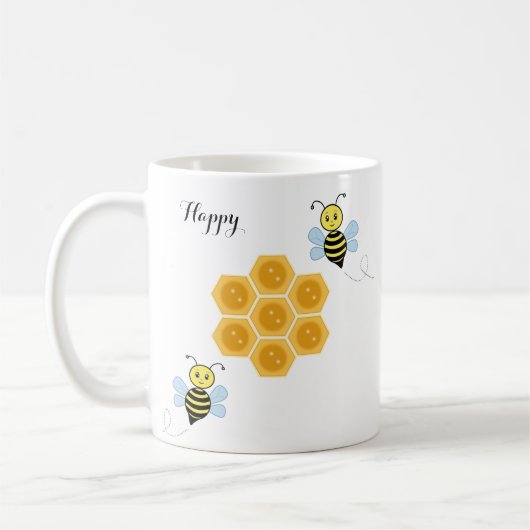 Glückliche Bienen und Honigwaben Kaffeetasse (Links)