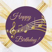 Glückliche Birthday Gold Musiknoten auf eleganten