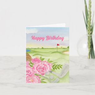 Glückliche Birthday Peonies auf Golfplatz Karte