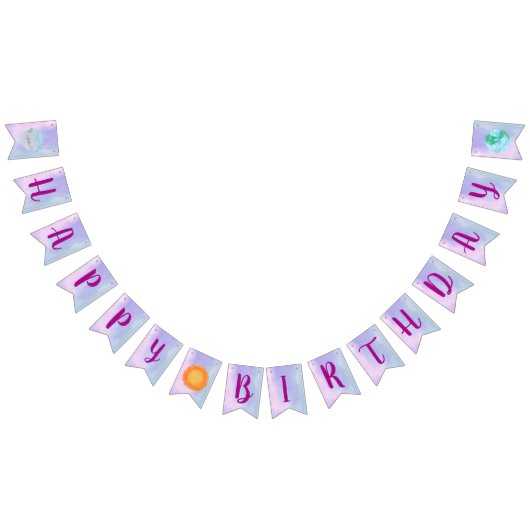 Glückliche Birthday Sonne und Planeten jagen Wimpelkette (Alle)