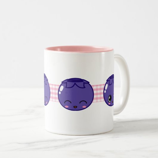 Glückliche BlaubeerTasse Zweifarbige Tasse (VorderseiteRechts)