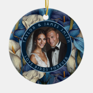 Glückliche Blaue Calla-Lilien Inspirierte Florale  Keramik Ornament