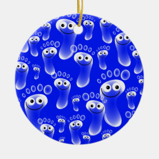 Glückliche blaue Füße Keramik Ornament