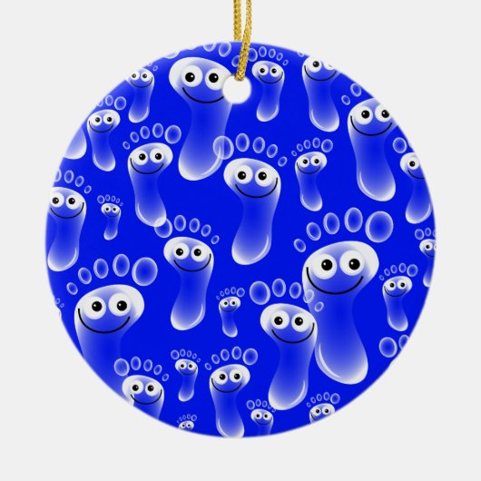 Glückliche blaue Füße Keramik Ornament (Vorne)