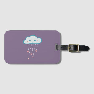 Glückliche blaue Regen-Wolke, die rosa Herzen Gepäckanhänger